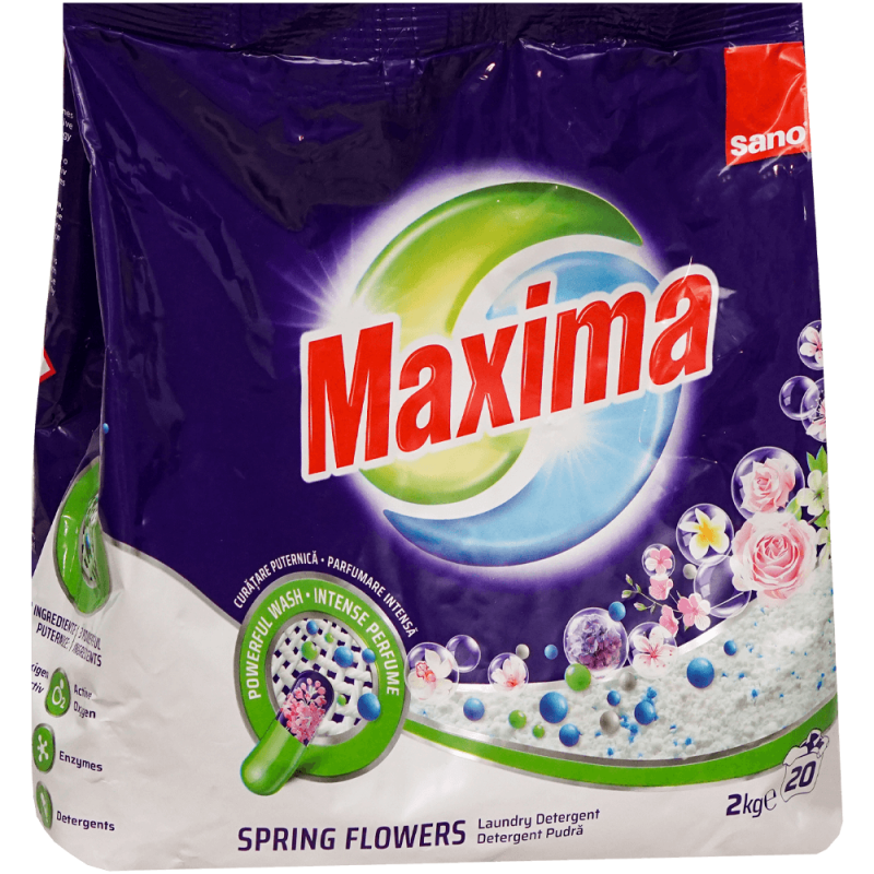Detergent pudră Sano Maxima Spring Flowers, 20 spălări, 2 kg